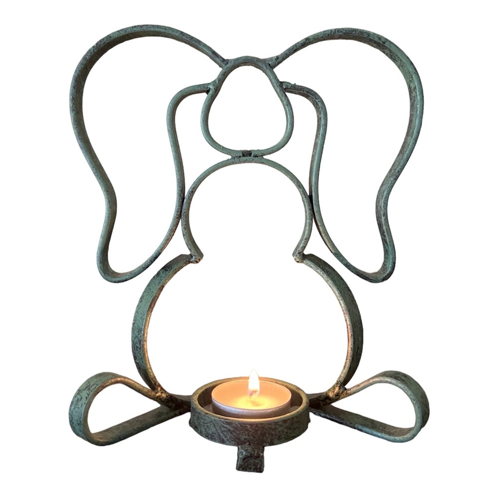 Metal Bunny Shaped Candle Holder..Vintage